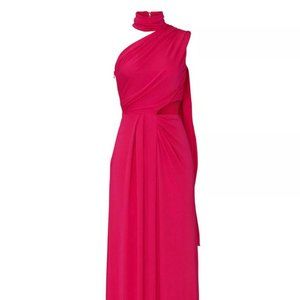 Saloni Honey Cutout Draped Gown in Magenta